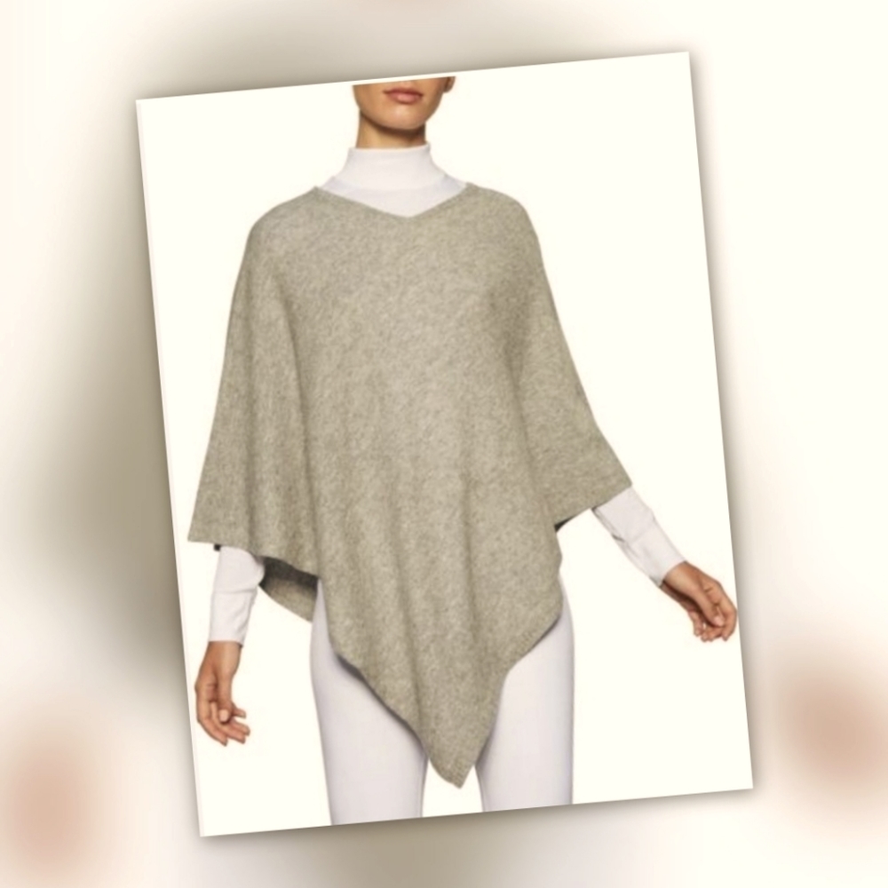+Beryll Ribbed Cashmere V-Neck Poncho